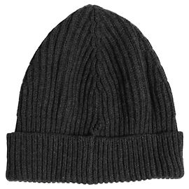 Dolce & Gabbana Men Charcoal Grey Ribbed Wool Knit Beanie One Size Hat