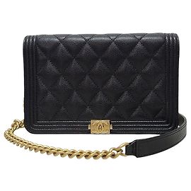 Chanel Boy WOC Crossbody Bag aus schwarzem Kaviarleder
