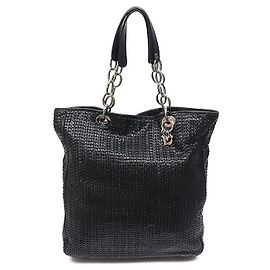 Dior Borsa Shopper Grande e Morbida in Pelle di Agnello Intrecciata Nera