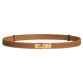 Hermès Cinturón Kelly para mujer dorado con hebilla dorada