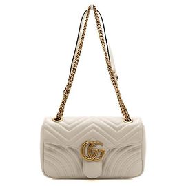 Gucci White Matelassé Chevron Gold Chain Shoulder Bag and Crossbody