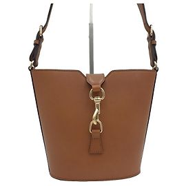 Gucci Mini Bucket Leder-Schultertasche mit Web-Riemen Crossbody Braun