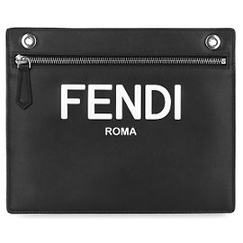 Fendi Jacquard FF Logo Print Pocket Clutch Bag Schwarz AHUF