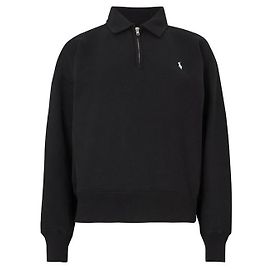 Ralph Lauren Felpa in pile classica con mezzo zip e ricamo Pony Nero