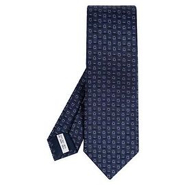 Salvatore Ferragamo Corbata de seda jacquard monograma azul