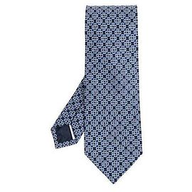 Salvatore Ferragamo Cravatta in seta con stampa Gancho Square in blu navy e azzurro
