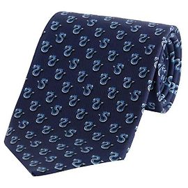 Salvatore Ferragamo Gravata de seda com padrão gráfico total azul marinho