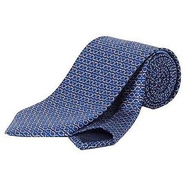 Salvatore Ferragamo Corbata de seda con estampado Gancini Blue Marine