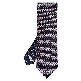 Salvatore Ferragamo Cravatta di seta con stampa Bassotto Blu Navy Rosso