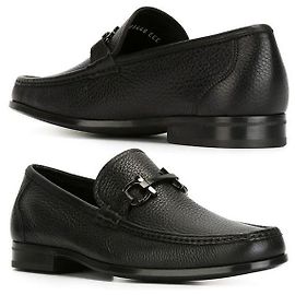 Salvatore Ferragamo GRANDIOSO Loafers Double Gancini Argento Nero