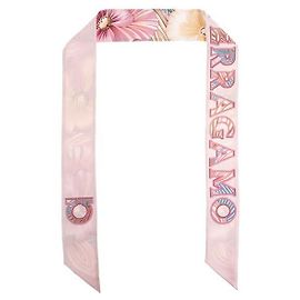Salvatore Ferragamo Pañuelo Skinny de Seda Twill Estampado Brezza Rosa Beige