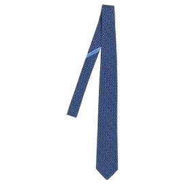 Salvatore Ferragamo Cravatta in seta con motivo logo Alphabet Navy
