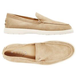 Tod's Suede Slip-On Loafers Beige
