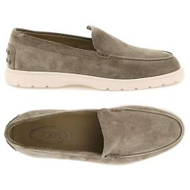 Tod's Mocassini Slip-On in Camoscio con Logo Dark Beige