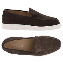Tod's Mocassino slip-on in camoscio con logo Brown