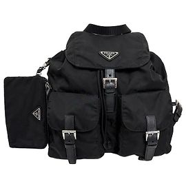 Prada Sac à dos Medium en nylon avec logo triangle Noir