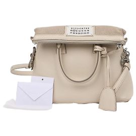 Maison Martin Margiela Small Leather Tote Shoulder Bag Cream