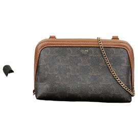Céline Clutch con catena Triumph in tela e vitello
