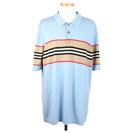 Burberry T-shirt de malha vintage xadrez, polo de manga curta