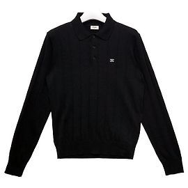 Céline T-shirt a maniche lunghe a coste con polo ricamato Trionf