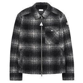 Moncler Check Jersey Zip-Up Shirt Jacket