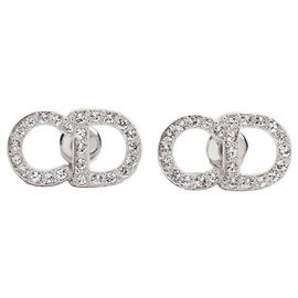 Dior Pendientes de botón Signature Silver