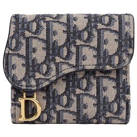 Dior Portafoglio Saddle Oblique Jacquard Lotus Blue