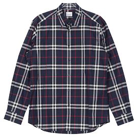 Burberry Camisa de popelina de algodón a cuadros Navy