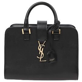 Autre Marque Saco Cabas Baby Leather Tote Bag Black Gold