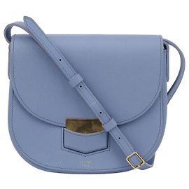 Céline Bolsa Tiracolo Trotter em Couro Azul Pastel