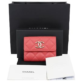 Chanel Monte Coco 3-lagiger Geldbeutel braun Kalbsleder