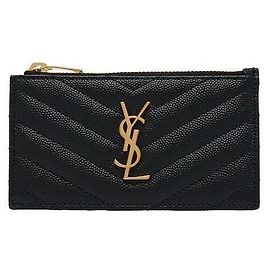 Autre Marque Cassandra Monogram Matelassé Kartenetui mit goldfarbenem Reißverschluss