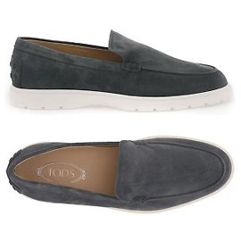 Tod's Mocassini in camoscio Pebble Tab Grigio Scuro