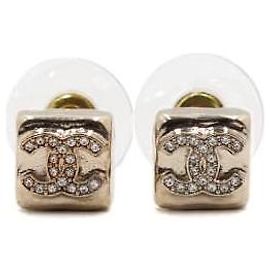 Chanel Orecchini da donna Gold Crystal CC Square Pushback Season
