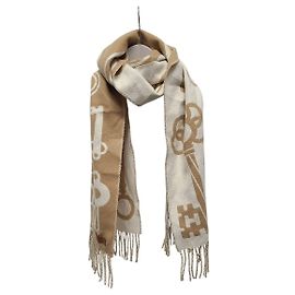 Hermès Sciarpa in cashmere Camel Blanc Carré Portefeuille