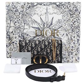 Dior Montaigne Oblique Jacquard Chain Bag Two-in-One Blue
