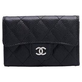 Chanel Kartenetui Classic Black Silver