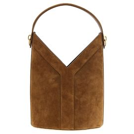 Autre Marque Bolsa de ombro em couro de bezerro castanho