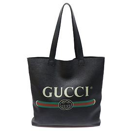 Gucci Sac cabas shopper en cuir noir avec imprimé logo NICE WEB