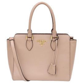 Prada Borsa a spalla tote con logo in metallo Rosa