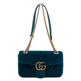 Gucci Borsa a tracolla in velluto matelassé con catena dorata