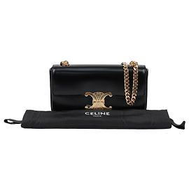 Céline Borsa a spalla Claude Chain da donna in pelle di vitello nera
