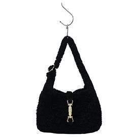 Gucci Borsa a spalla Jackie Small in shearling Nero