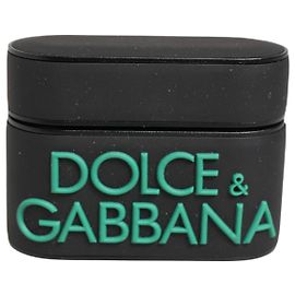Dolce & Gabbana Black Mint Airpods-Case mit geprägtem Gummilogo