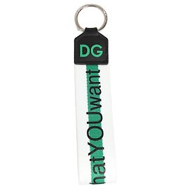 Dolce & Gabbana Schlüsselanhänger aus Polyester mit grünem Logo und silbernem Messinghalter