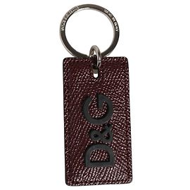 Dolce & Gabbana Herren-Schlüsselanhänger aus Bordeaux-Leder mit Logo und Metallring