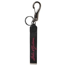 Dolce & Gabbana Black Burgundy Polyester DG Logo Men Keychain Keyring