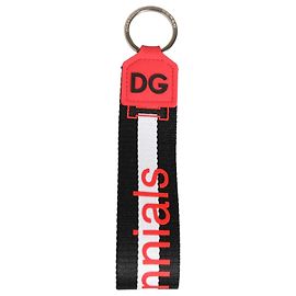 Dolce & Gabbana DG Logo Schlüsselanhänger aus Polyester in Rot und Weiß mit Messinghalter