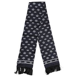 Dolce & Gabbana Lenço Foulard para homem em seda preta com franjas Crown