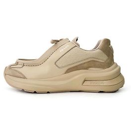 Prada Brushed Chunky Leather Bike Suede Sneakers Beige